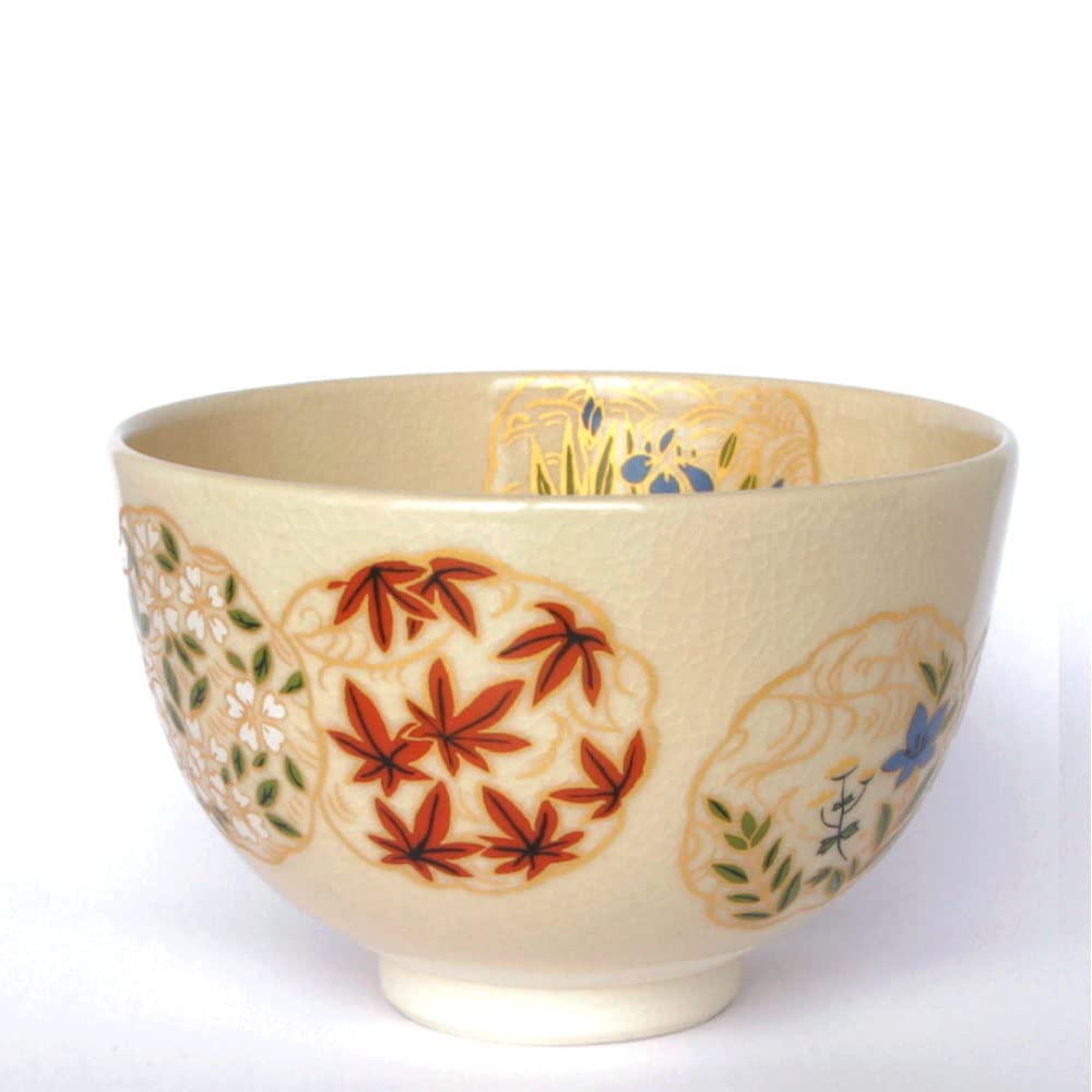 KIMIKURA Matcha Tea bowl Chawan [Japanese Flowers] Mino-yaki Made in JAPAN | Japanese Tea