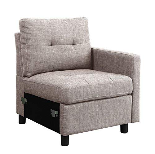 DAZONE Modular Sectional Sofa Assemble 7-Piece Modular Sectional Sofas Bundle Set Cushions, Easy to Assemble Left & Right Arm Chair,Armless Chair, Corner Chair,Ottomans Table Light Gray
