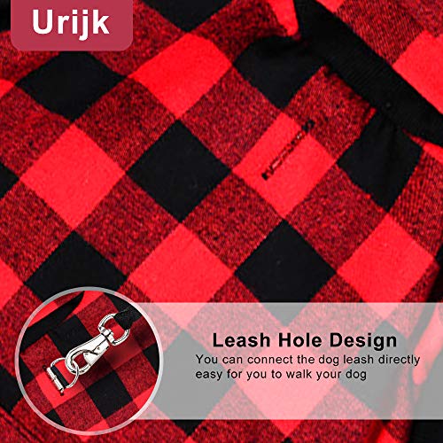 Urijk Dog Winter Coat Plaid Hoodie Jacket, Soft Warm Fleece British Style Hooded Dog Cold Weather Coat, Windproof Snow Proof Dog Winter Clothes Dog Snowsuit Apparel for Small Puppy Medium Large Dogs - Thumbnail 5