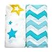 Set of 2 Premium Muslin Swaddle Baby Blankets by LococoBaby-100% Organic Cotton-Nursery Receiving Sleeping Infant Newborn Wrap-Crib & Stroller Bedding-Shower Gift for Boys & Girls-Chevron & Stars