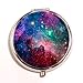 Generoc Galaxy Space Universe Pill Box Purse Pocket Small Round Silver Pill Case Decorative Box Metal Medicine Vitamin Pill Organizer Portable Unique Gift