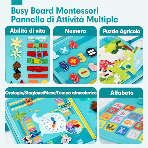 hahaland Montessori Busy Felt Board for Children – Sensory Panel Montessori Board Educational for Children – Games for Baby Girl Birthday Gift
