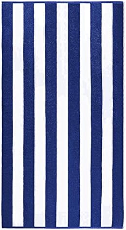 Large Beach Towel 32x62 inch 100% Cotton Pool Towel Stripe- Blue