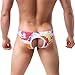 YOOBNG Sexy Men's Briefs Underwear Floral Printed Bikini Swimwear Cotton Hip Empty Underpants