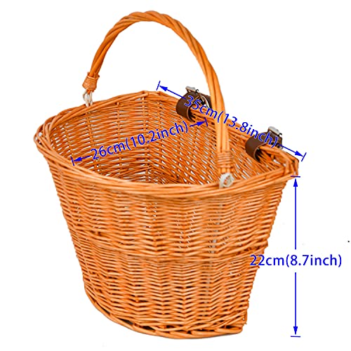 Bike Baskets for Women Front Handlebar Wicker Bike Cargo Basket D