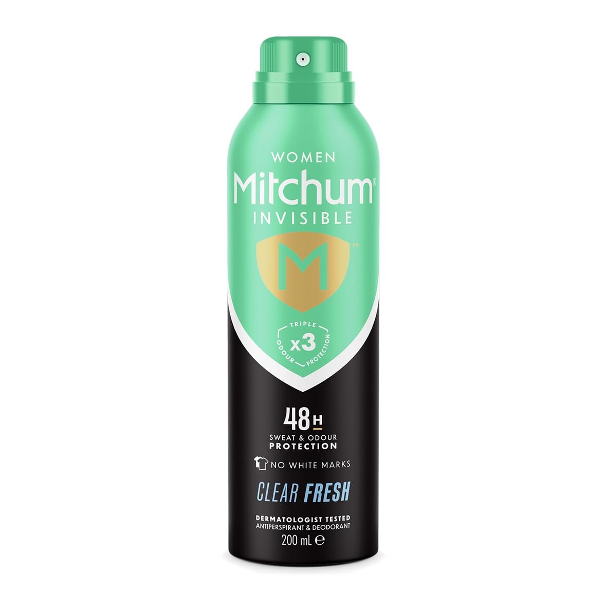 Mitchum Invisible Women 48HR Protection Aerosol Deodorant & Anti-Perspirant, No White Marks, Alcohol Free, Clear Fresh, 200 ml