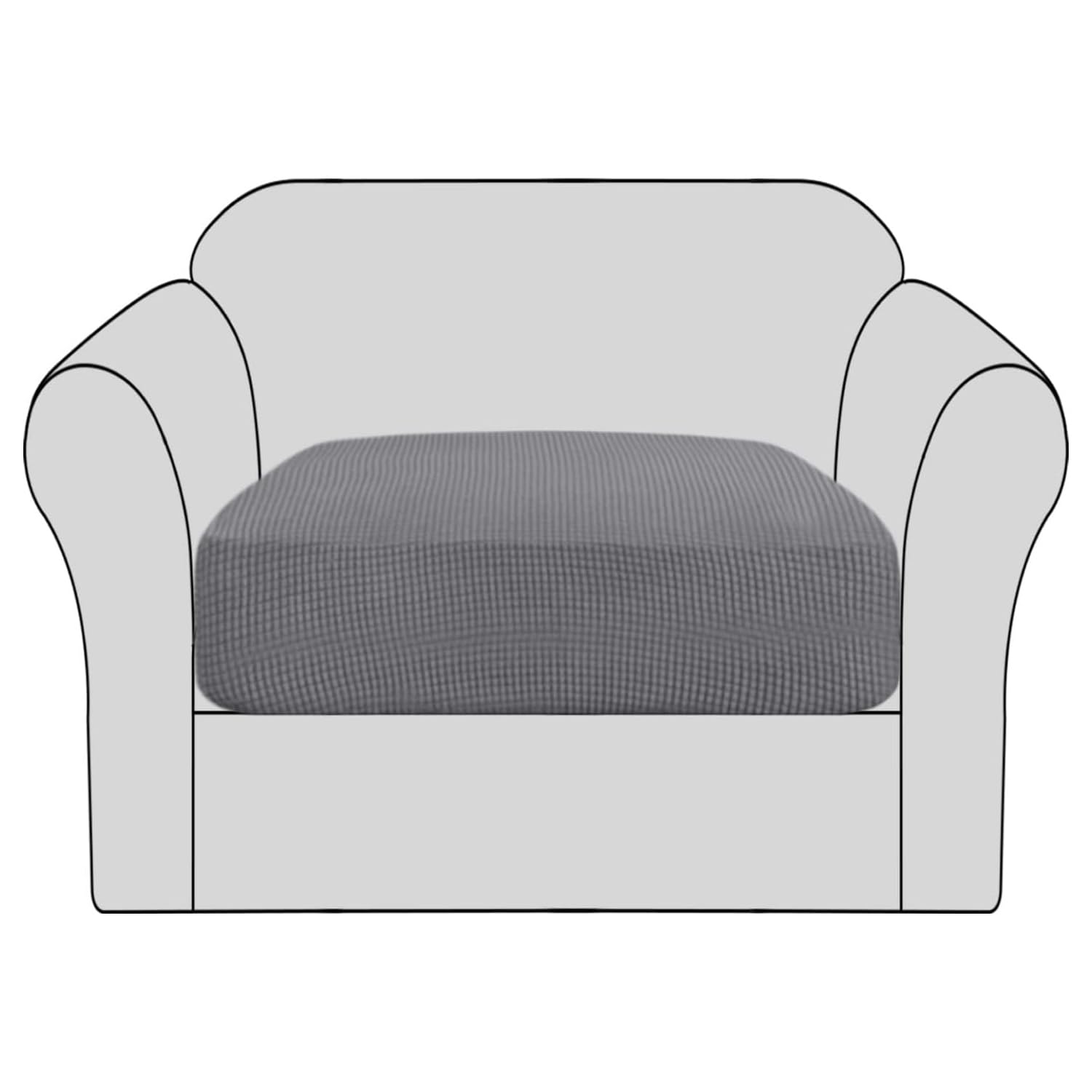 BellaHills Stretch Sofa Seat Cushion Cover Sofa Couch Cushion Furniture Protector Sofa Slipcover with Elastic Bottom Spandex Jacquard Fabric Small Checks(1 Piece, Grey)