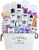 Mothers Day Gifts Lavender Essential Oil Spa Basket - Gardener Lavender Tin Gift Basket. Premium Bath Gift Basket for Birthday, Thank you, Anniversary Gift Best Holiday Spa Gift Set