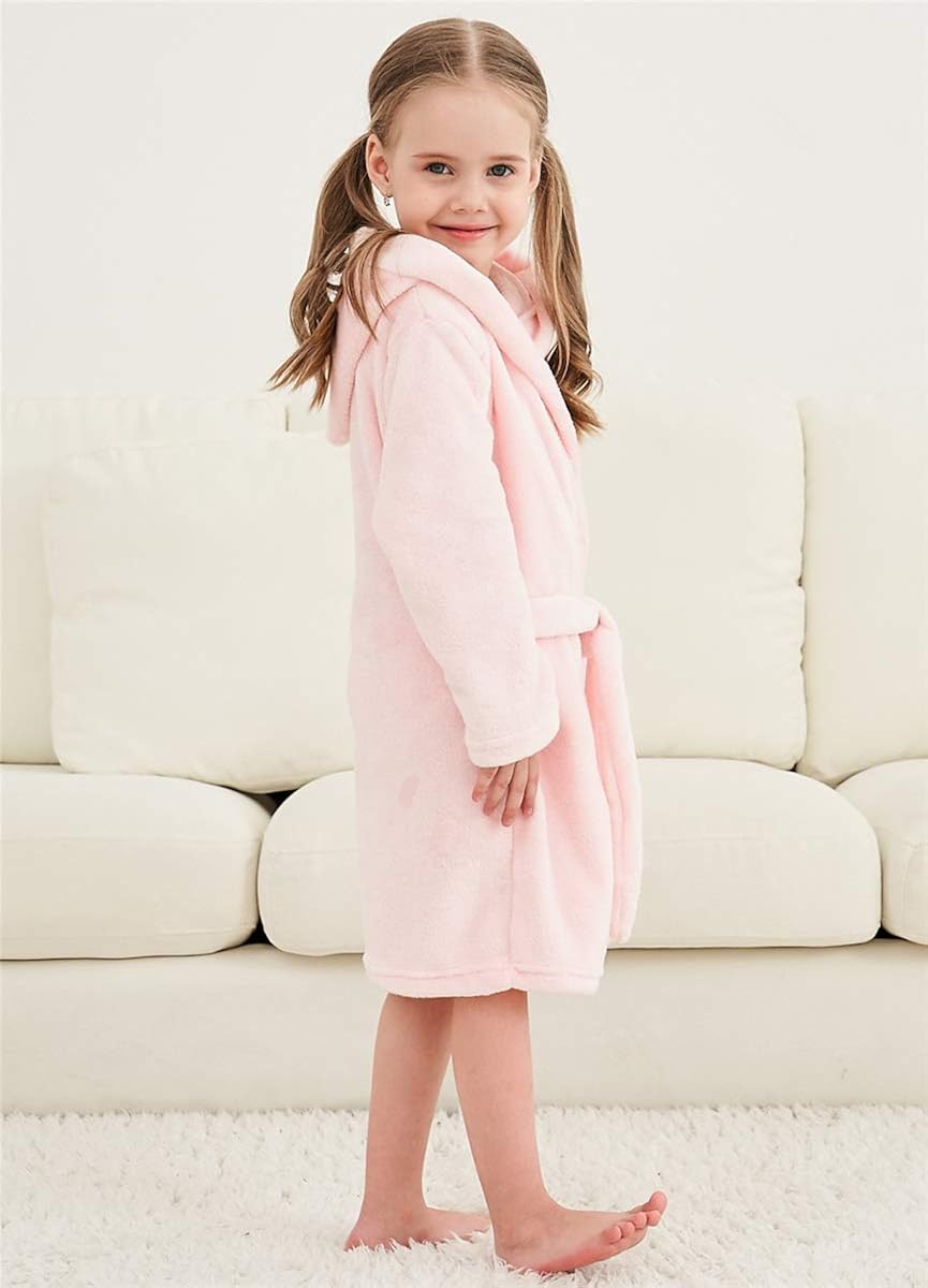 Betusline Kids Girls Boys Solid Soft Fleece Hooded Bathrobe Robe, 2T - 18 Years: Clothing