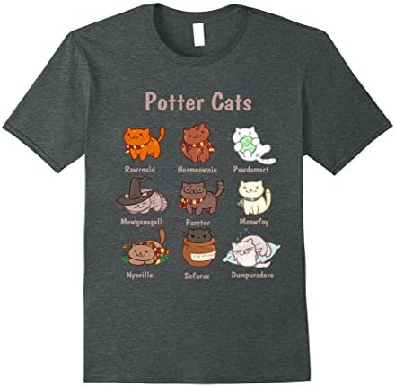 Mens Potter Cats t-shirt Small Dark Heather