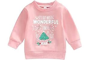 BOEBNOZCV Christmas Outfit Toddler Baby Girl Pink Sweatshirt Long Sleeve Crewneck Pullover Xmas Santa Shirt Tops Winter Clothes
