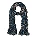 TrendsBlue Unique Two Sided Flower and Cherry Print Scarf, Navy