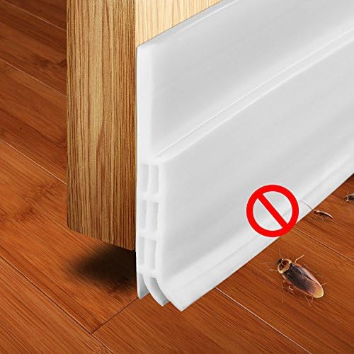 Exptool Adhesive Under Door Sweep Weather Stripping Bottom Seal Strip Draft Stopper Draught Excluder, 2" Width x 39" Length (White)