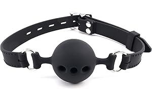 Breathable Silicone Sex Ball Gag for SM Games, Bondage Restraints Silicone Sex Toys SM Gag Muzzles (Small, Black)