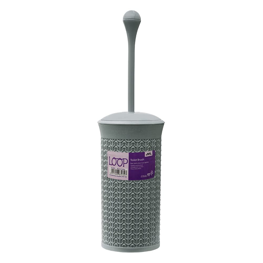 JVL Knit Loop Plastic Toilet Brush and Holder, Grey 40cm x 12cm, One size, 13-359GY