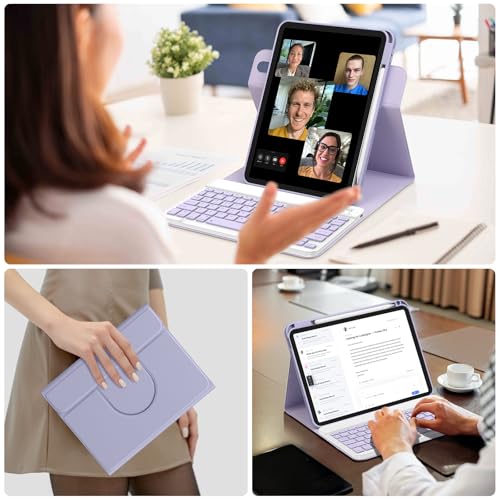 Bettdow Keyboard Case for iPad 11 Generation A16 2025/iPad 10 Generation 2022 (11/10.9 Inch), Vertical/Horizontal Use, Detachable Spanish Ñ Keyboard with Case for iPad 10/11 Gen, Purple
