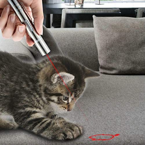 Deyace Rechargeable Cat Laser Toy, Interactive Toys for Cats Dogs Exercise and Training, 4 in 1 Function Pets Chaser Wand, Red Focused Light, UV, Flashlight, Charging Cable - Thumbnail 6
