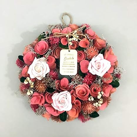 Amazon 21年 Mamawreath ギフトボックス 包装紙 リース 卒業祝い 入学祝い 母の日 花 ギフト プレゼント 玄関ドア ピンク フラワーリース 永遠の意味 Mサイズ 260mm 直径 60mm 厚み Wr12 B G 花 観葉植物 フラワーギフト オンライン通販