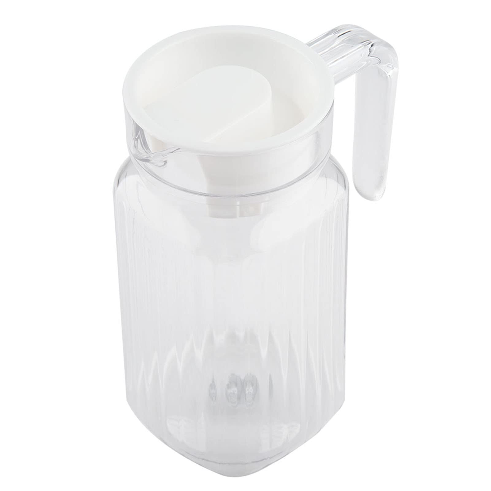 Small Water Jug with Lid, 500ml Transparent Plastic Fridge Door Milk Jug with Spill-Free Spout, Ribbed Design Carafe Bottle for Hot/Cold Water Ice Tea Coffee Beverage Liquors Beer