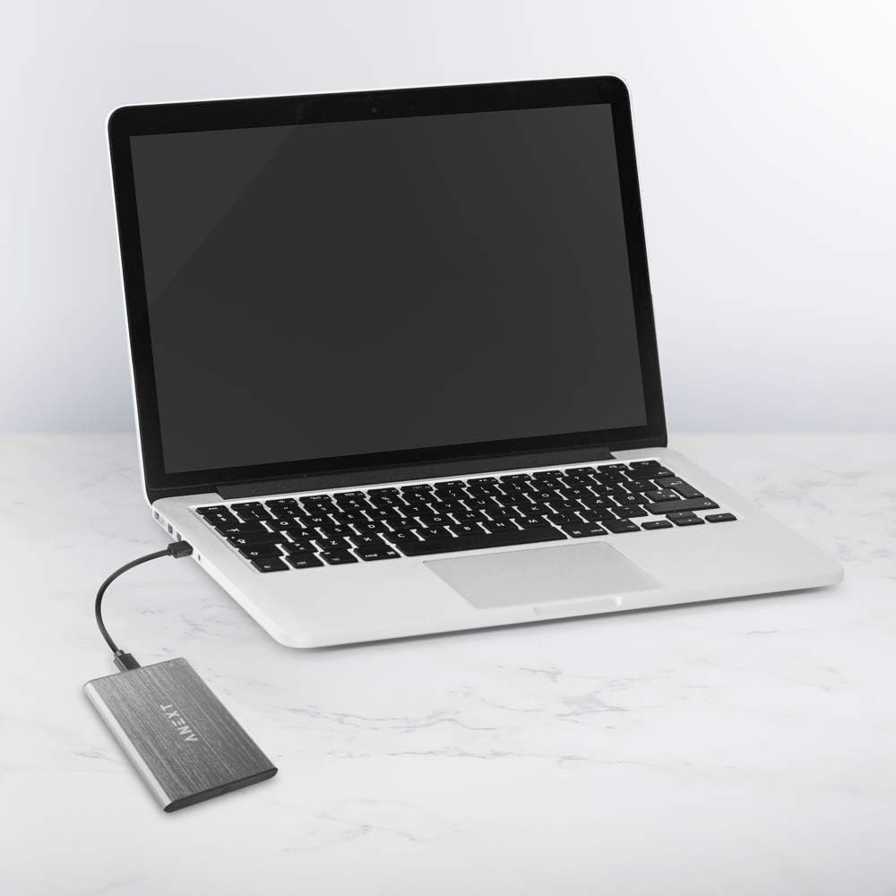 ANEXT 2.5 USB 3.1 Gen2 External Hard Drive Enclosure, Portable Black Aluminum Hard Disk Case for 2.5 inch 7mm 9.5mm SATA HDD SSD, Max 4TB, Tool-Free Design, Gray - Anext Series: Computers & Accessories