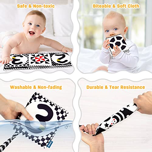SYNARRY Black and White Baby Book, High Contrast Baby Toys for Newborn