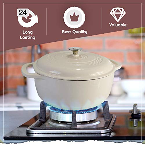 6 Quart Enameled Cast Iron Dutch Oven Pot with Lid Round Enamel