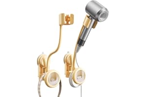 Blissfuhue Hands-Free Hair Dryer Holder Wall Mounted with 360° Adjustable Hose, Suction Cup Installation, Built-in Mirror, an