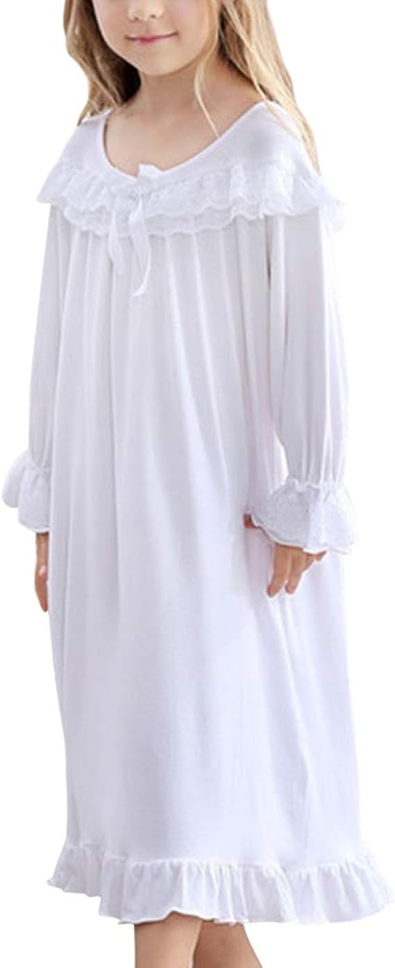 Lovely Girls Princess Nightgown Soft Cotton Sleepwear for Kids 312