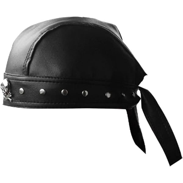 Genuine Sheep Leather Skull Cap Studded Biker Do Rag Adjustable NCT0011-2.jpg main image 2