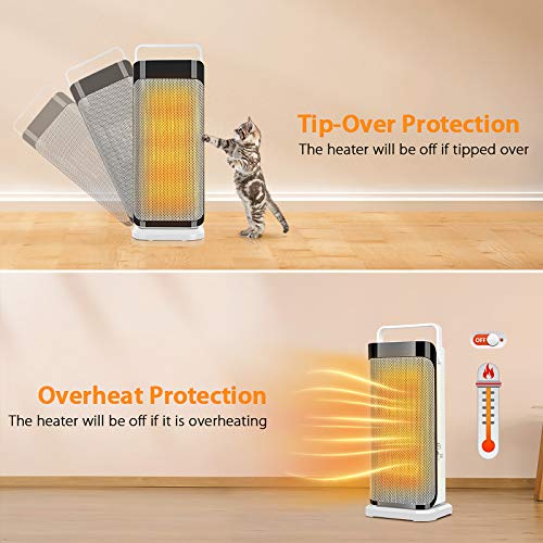 Space Heater for Office - Portable Electric Ceramic Quiet Tower Heater Fan with Thermostat, Fast Heating, 120°Oscillating Efficient for Personal Home Bedroom Large Room Bathroom Under Desk Indoor Use