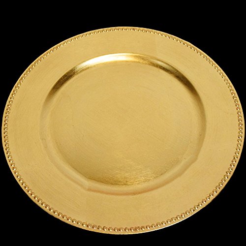 Bulk Charger Plates. Tiger Chef 13inch Gold Round Beaded Charger