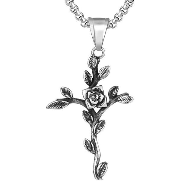 TT Rose Gold Stainless Steel Cross Pendant Necklace (NP271SZ) - Engraved, Nickel-Free, Lobster Clasp