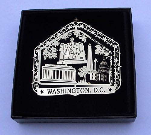 Washington D.C. Monuments Brass Ornament Black Leatherette Gift Box