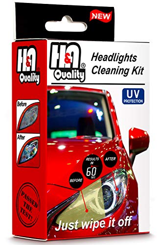 H&A QUALITY Headlight Restoration Kit, Headlights Car Detailing Kit Lens Cleaning Wipes for Restorer and Remover Haze Headlights Cover to Cleaner Top Coat with Shine New UV Protectant Clear Coat