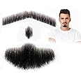 Wiiyita Fake Beard Realistic 100% Human Hair Full Hand Tied Goatee False Beards Lace Invisible Fake Mustache for Halloween Dressing Men Makeup Entertainment/Costume/Party/Movie