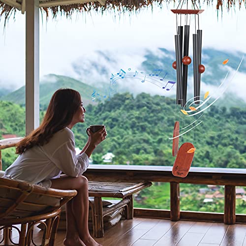 Saododku Wind Chimes, 36in Wind Chimes for Outside with Antirust Aluminum Alloy Tubes Tuned Soft Melody and Ash Wood, Deep Tone Wind Chimes Outdoor for Garden Décor