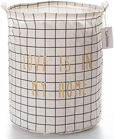 Lavinrose Foldable Large Cylindric New Canvas Fabric Storage Bin Storage Basket Organizer for Kid's Room Toy Storage, Laundry Hamper for Blouse T-shirt Underwear etc (White)