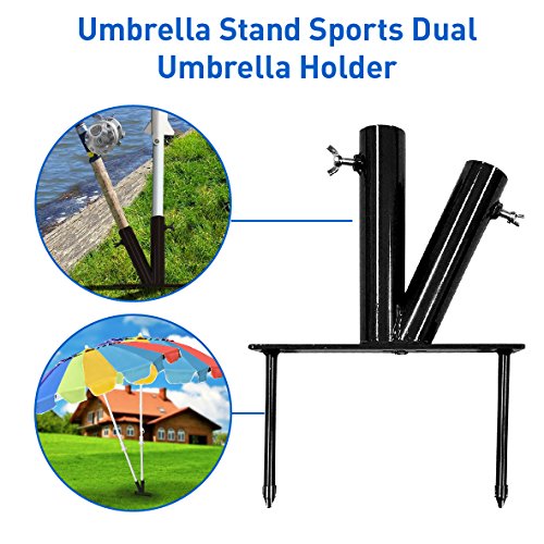 image for EasyGO Products Umbrella Stand Sports Dual Umbrella Holder - Fishing P