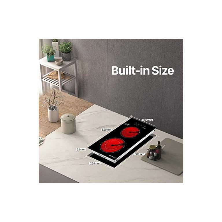 Domino Glaskeramikkochfeld, AMZCHEF Doppel Glaskeramik Kochfeld mit