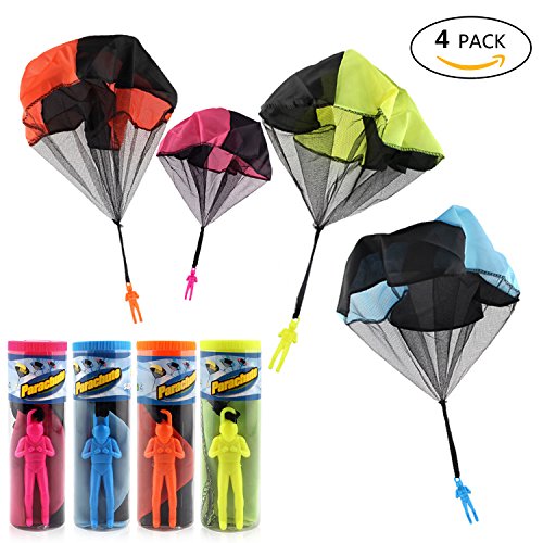 Zubita 4 Pieces Parachute Toys, Tangle Free Parachute Men Throwing Hand Soldiers Toss It Up and Watching Landing Soldiers Parachute Outdoor Parachute for Kids - Thumbnail 7