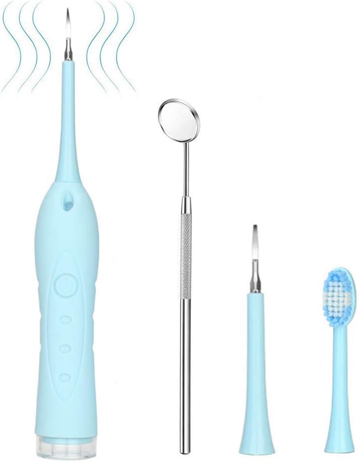 Electric Dental Calculus Plaque Remover Tool Kit, High-Frequency Vibration Tartar Scraper Remover for Dental Calculus, Tooth Stains, Plaque Removal (Blue)