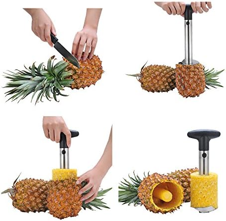 OHYIKA Stainless Steel Pineapple Slicer Pineapple Corer Peeler Cut Fruit Peeling Knife, Kitchen Gadget/ Cutter -cut pineapple quick and easy without a knife (BLACK)