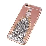 UCLL iphone 7 Case Elegant Lady Elegant Lady Wedding Dress Flexible Soft Rubber Gel TPU Protective Cover for Apple iPhone 7 with screen protector (Silver)