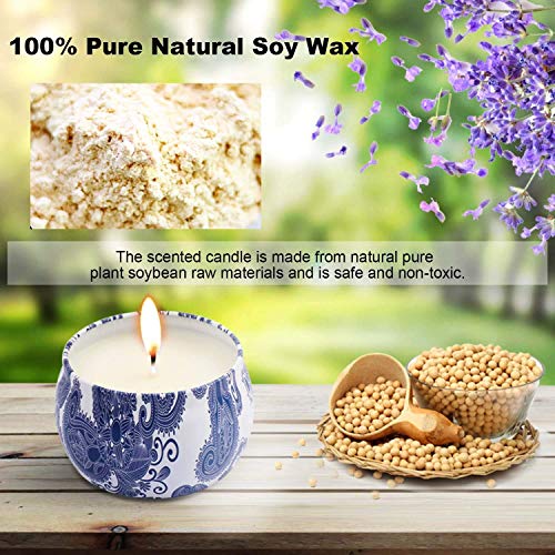 Yinuo Mirror Scented Candles Gift Set, Natural Soy Wax 4.4 Oz Portable Travel Tin Candles Women Gift with Strongly Fragrance Essential Oils for Stress Relief and Aromatherapy - 4 Pack