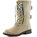 DailyShoes Womens Military Up Buckle Combat Boots Sweater Ankle High Exclusive Credit Card Pocket