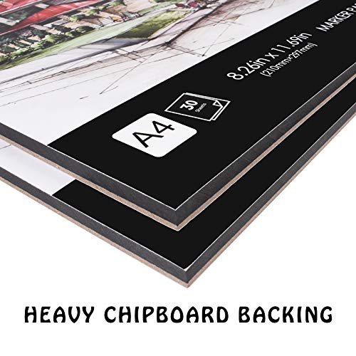 Black Sketch Pad, L\'émouchet Sketch Book, resistente Sketch pad per il disegno, 60 fogli, 30 fogli ciascuno, 2-Pack, 9\