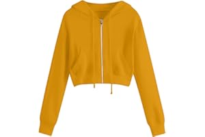 Ceboyel Zip Up Hoodies for Women Cropped Long Sleeve Sweatshirts Jackets Trendy Y2k Crop Tops Teen Girls Clothes 2023