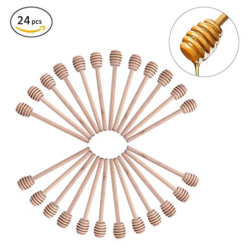 Best Quality - Flatware Sets - Creative 24 Pack Of Mini 3 Inch Wood Honey Dipper Sticks For Honey Jar Dispense Drizzle Honey Wedding Party Bar Supply - by SeedWorld - 1 PCs