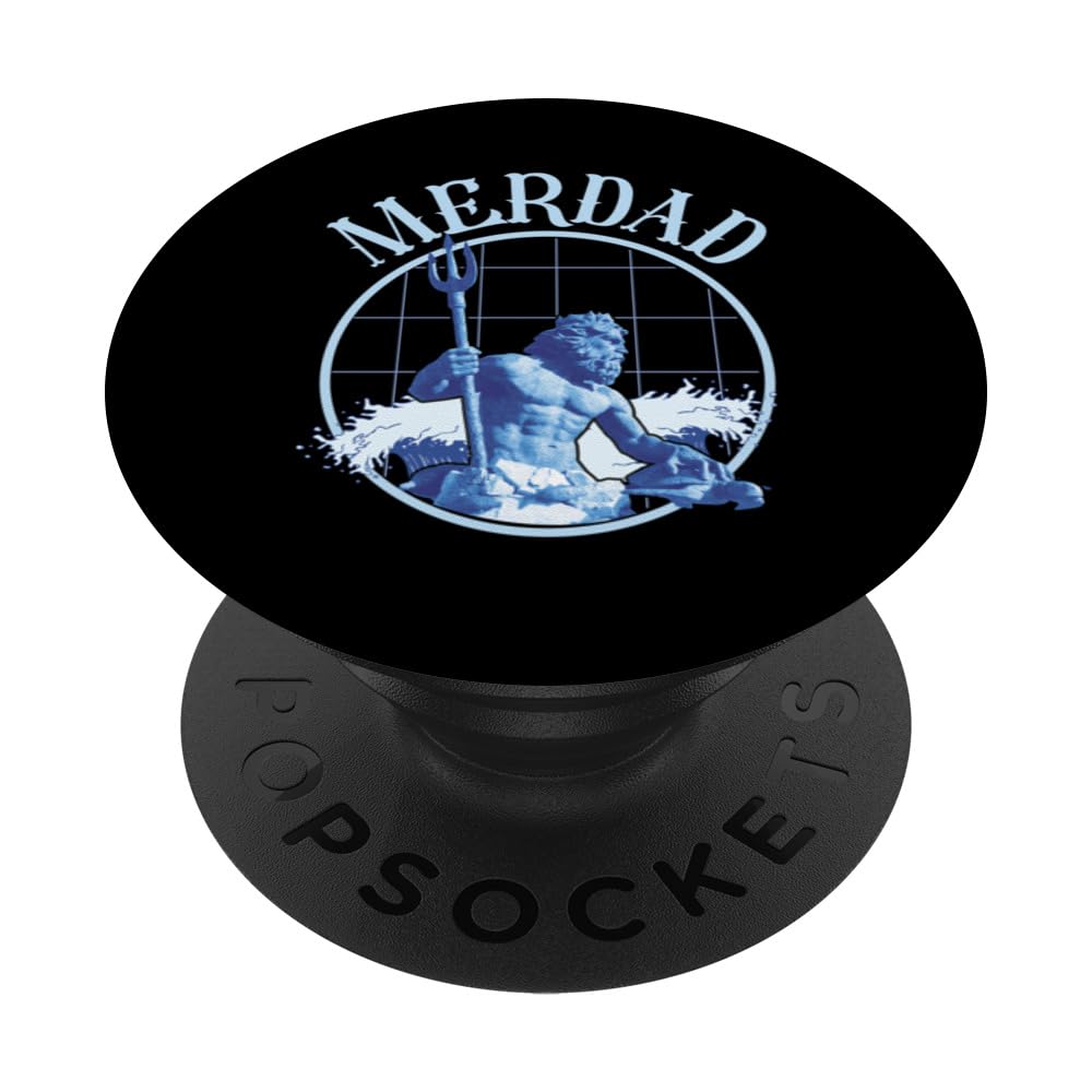 Merdad Trident Mermaid Dad Merman Underwater Sea Fathers Day PopSockets Swappable PopGrip