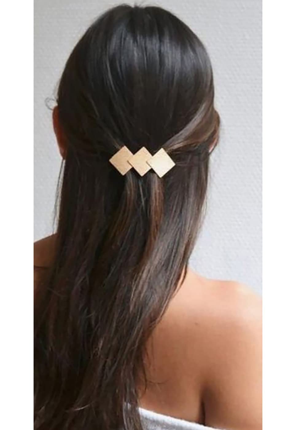 Prosy Vintage Small Overlapping Diamond Hairpin Metal Geometry Pitted Hair Barrettes Hair Clasp Hair Accessories Hair Clips for Women and Girls (Gold)